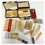 Various Musical Reeds, Drumsticks, Straps, Sheet Music Folder and other items