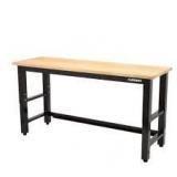 Husky 6 ft. Adjustable Height Solid Wood Top Workbench in Black for Ready to Assemble Steel Garage Storage System  Customer Returns See Pictures