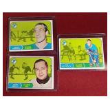 (3) 1968-69 Topps Hockey Cards