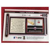 2003 Playoff Torii Hunter Game-Used Jersey Autograph Card - #d/140