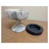 Italian Marble Ash Tray & Pedestal Dish