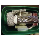 Bin Of New King Size Sheets, Pillow Cases, & Shower Curtains