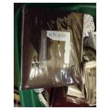 Bin Of New King Size Sheets, Pillow Cases, & Shower Curtains