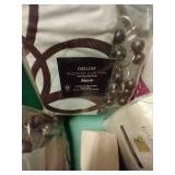 Bin Of New King Size Sheets, Pillow Cases, & Shower Curtains