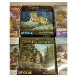 (6) 1,000 Piece Puzzles - One Glows In The Dark