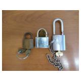 (3) Padlocks With Keys
