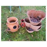 Terra Cotta Planter, Plastic Planter, & 3-Tiered Plastic Planter