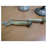 Silver Plated Candlesticks & Misc. Bottle Opener Set