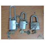 (3) Padlocks With Keys