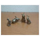 (4) Brass Rabbit Figurines