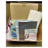 Craft Lot - Cross Stitch, Craft Of The Month, Yarn, Cutting Mat, And Wood Burning