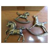 Brass Rocking Horses & Unicorn