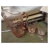 Pink Glass Set - (9) Large Goblets & (11) Juice Cups