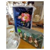 Christmas Lot With Glass Ornaments, Battery Operated Candles, And Misc.