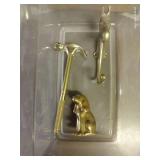 Brass Horse Head Coat Hanger, Dog Figurine, And Hammer