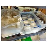 (3) Totes Of Glasses - Cobalt & Clear Stemware, Brown Shot Glasses, O