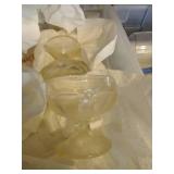 (3) Totes Of Glasses - Cobalt & Clear Stemware, Brown Shot Glasses, O