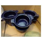 Pottery Lot With Frankoma Bowl, Custard Cups, Bowls, Plates, And Soup Mugs