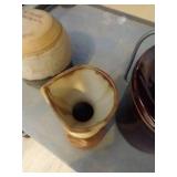 (3) Pieces Of Pottery With R. Zacher Zenith Pot, Oil Carafe, And Small Pot With Lid