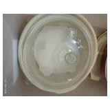 Vintage Lot - Pyrex Divided Dishes With Glass Lids, Fire King Dish, And Crock With Lid