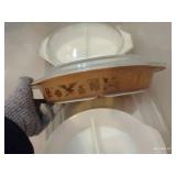 Vintage Lot - Pyrex Divided Dishes With Glass Lids, Fire King Dish, And Crock With Lid