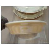 Vintage Lot - Pyrex Divided Dishes With Glass Lids, Fire King Dish, And Crock With Lid