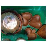 Large Tote Of Glass Casserole/Serving Dishes With Metal And Wicker Servers, Etc.