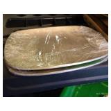 Large Tote Of Glass Casserole/Serving Dishes With Metal And Wicker Servers, Etc.