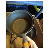 (3) Small Cast Iron Pots/Pans With Lids