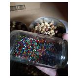 (3) Large Coffee Cans Of Various Sized Wooden Beads