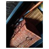 Large Tote Of Wicker Baskets - (2) Wicker Baskets & (2) Laundry Baskets