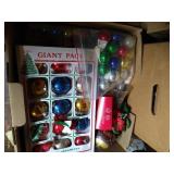 Large Lot, Mostly Vintage, Christmas Ornaments & Ribbons & New Tree Stand