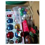 Large Lot, Mostly Vintage, Christmas Ornaments & Ribbons & New Tree Stand