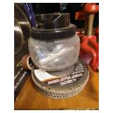 Entire Top Shelf Including Vise, Blades, And Sandpaper