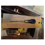 Tote Of Tools, Carving Disc For Angle Grinder, Caulking Tools, And Misc.