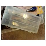 Tote Of Tools, Carving Disc For Angle Grinder, Caulking Tools, And Misc.