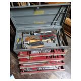 Large Vintage Gray Tool Box Full Of Tools