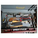 Large Vintage Gray Tool Box Full Of Tools