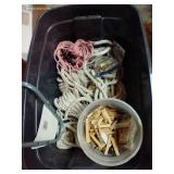 Tote Of Rope, Heavy Duty Clothes Pins, Multi-Purpose Hanger, And Grommet Installation Kit