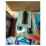 Misc. Box Of Light Bulbs, Flashlights, Batteries, And Head Lamp