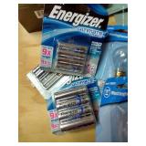 Misc. Box Of Light Bulbs, Flashlights, Batteries, And Head Lamp