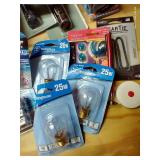 Misc. Box Of Light Bulbs, Flashlights, Batteries, And Head Lamp