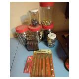Jars Of Misc. Hardware, Power Bit Set, Etc.