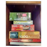 (3) Shelves Of Puzzles, Games, Cards, And Poker Chips