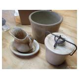 Crock/Pottery Lot Including Made-In-USA Crock With Lid