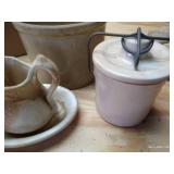 Crock/Pottery Lot Including Made-In-USA Crock With Lid