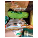 Shelf Full Of Gardening Planters, Strike-A-Fire, Moss, Seeds, Etc.