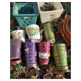 (9) Small And Very Small Glazed Terra Cotta Planters With Bases