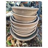 (8) Shallow, Wide, Terra Cotta Planters