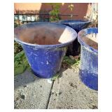 (3) Cobalt Blue Glazed Pots
